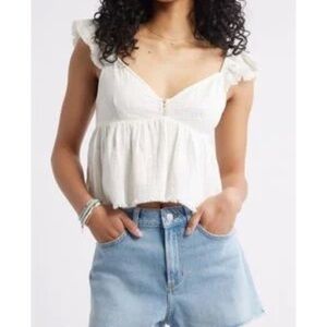 Dainty‎ linen babydoll ruffle Top from Italy